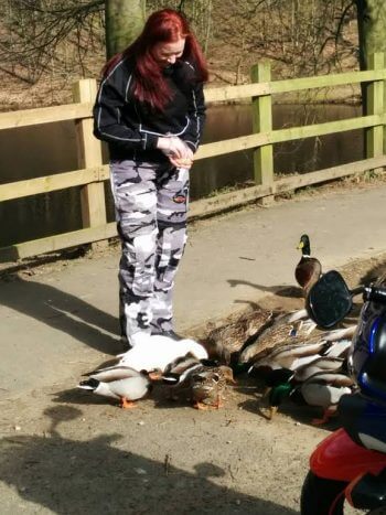 Sam feeding the ducks at ladybower