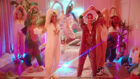 A gif showing a group of girls dancing